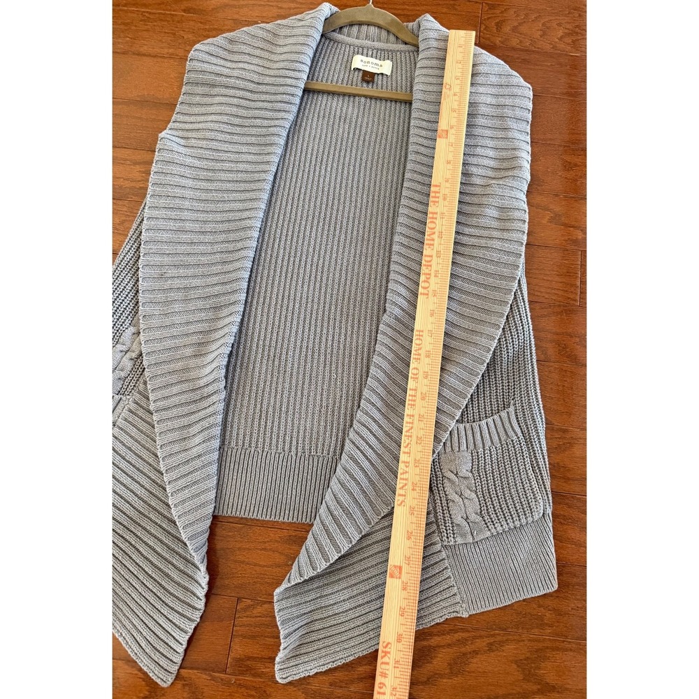 Sonoma Open Front Knit Sleeveless Cardigan Vest Womens Large Gray Cottagecore - Picture 6 of 9